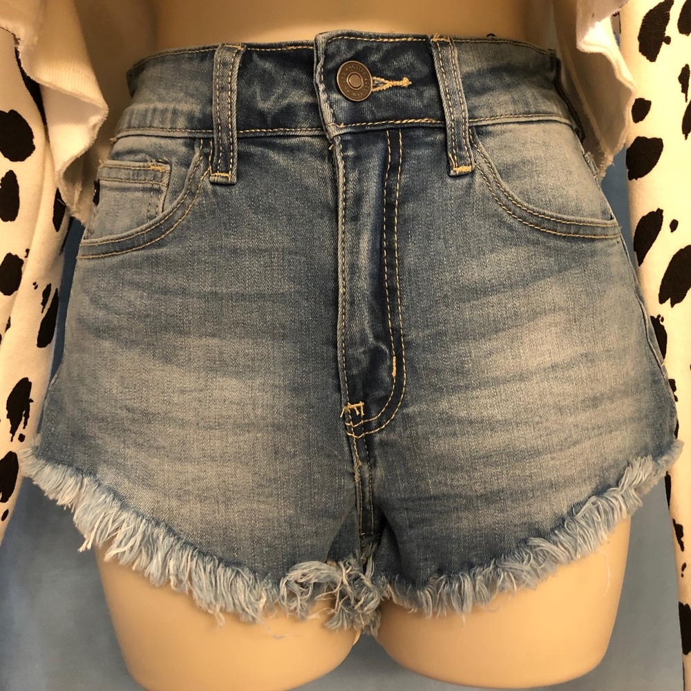 Frayed High Waisted Jean Shorts